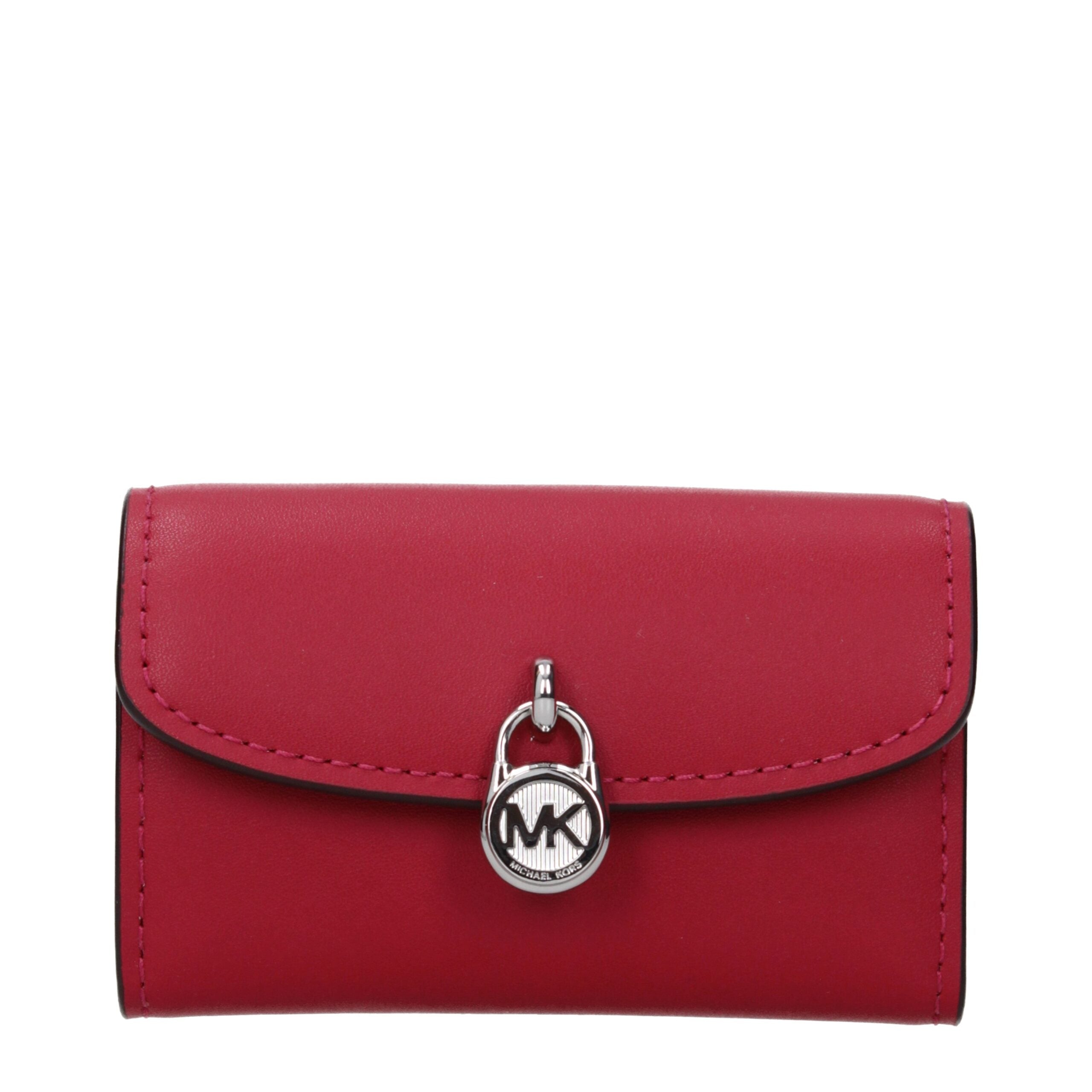 Red Leather Coin Purse with Front Logo by Michael Kors