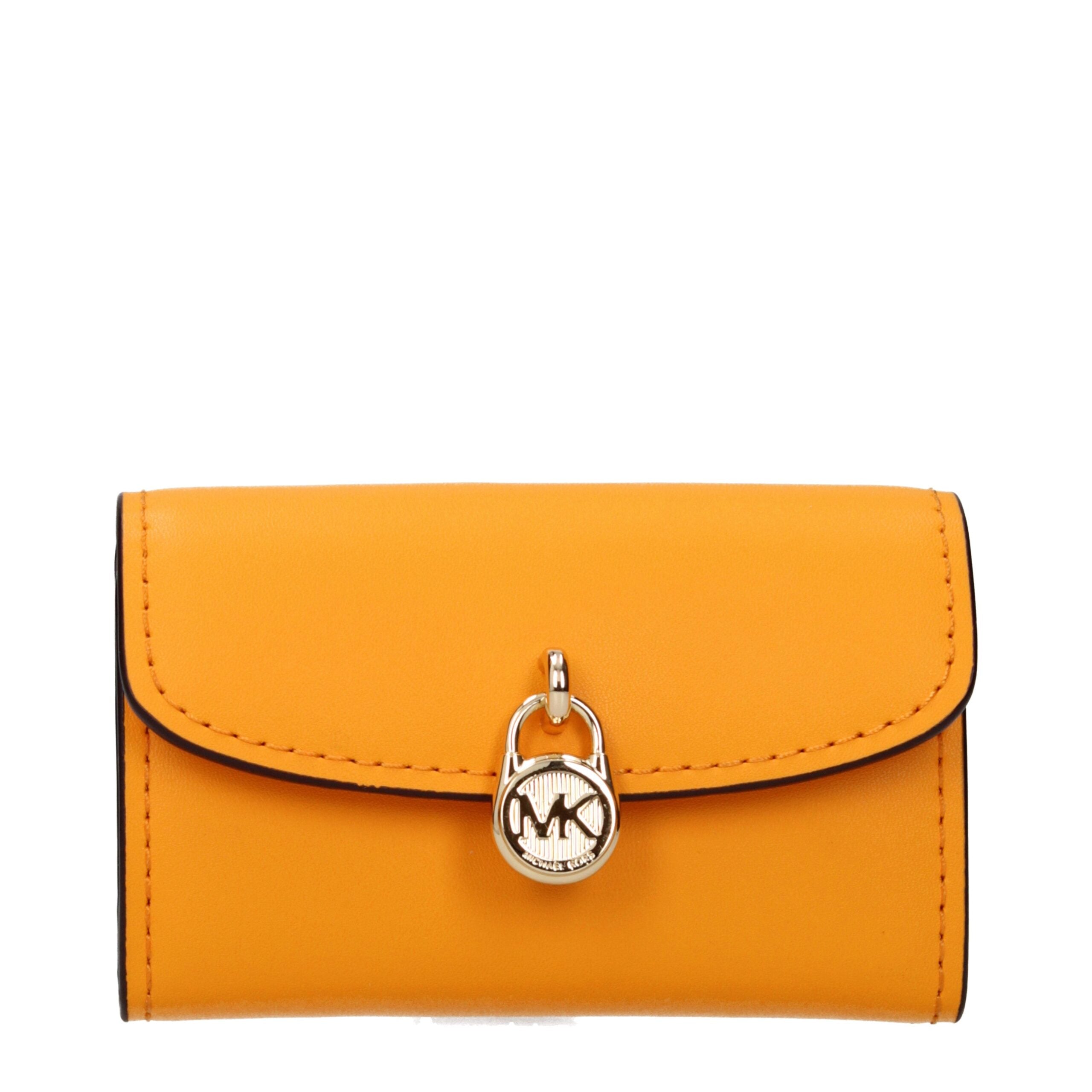 Orange Leather Coin Purse with Front Logo by Michael Kors