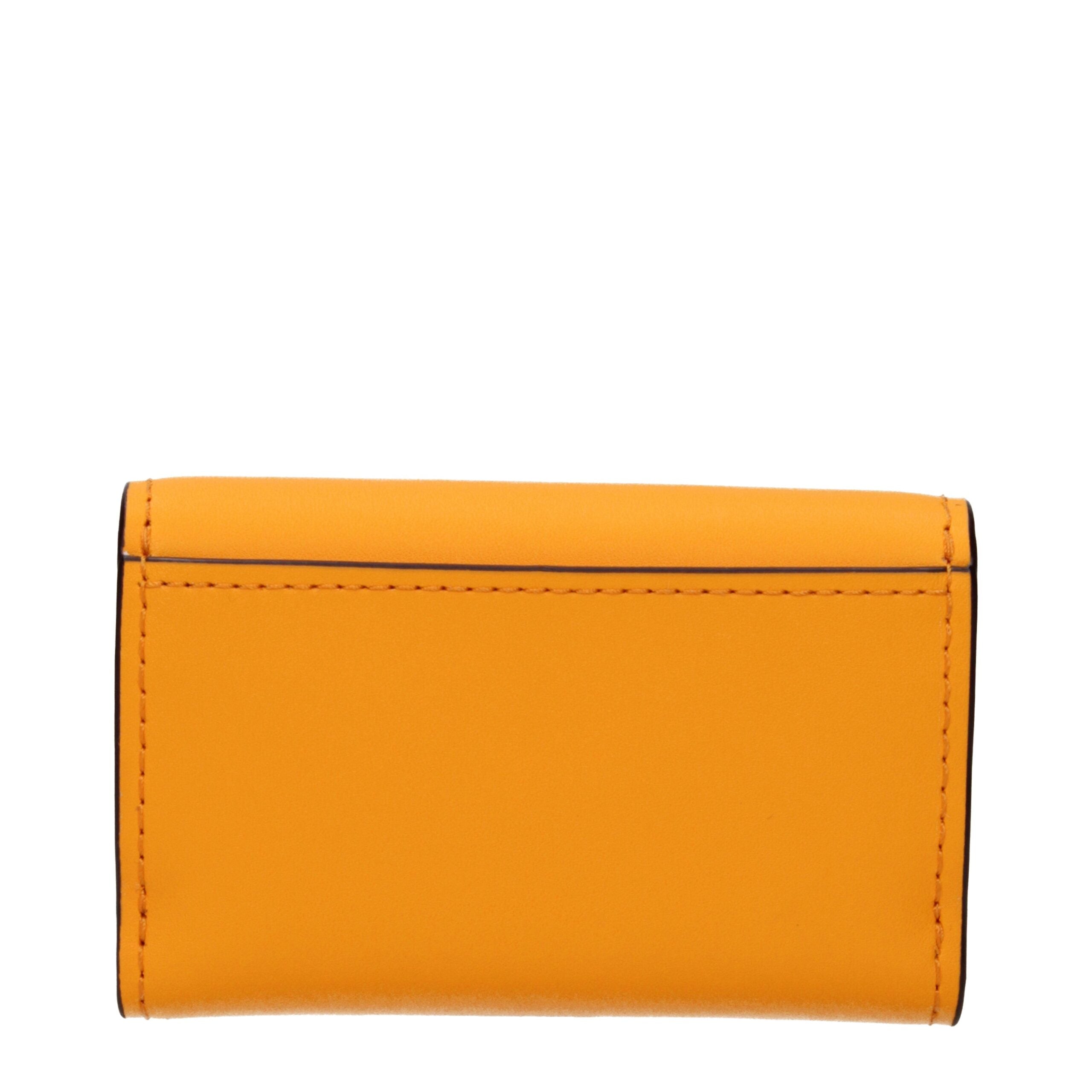 Orange Leather Coin Purse with Front Logo by Michael Kors
