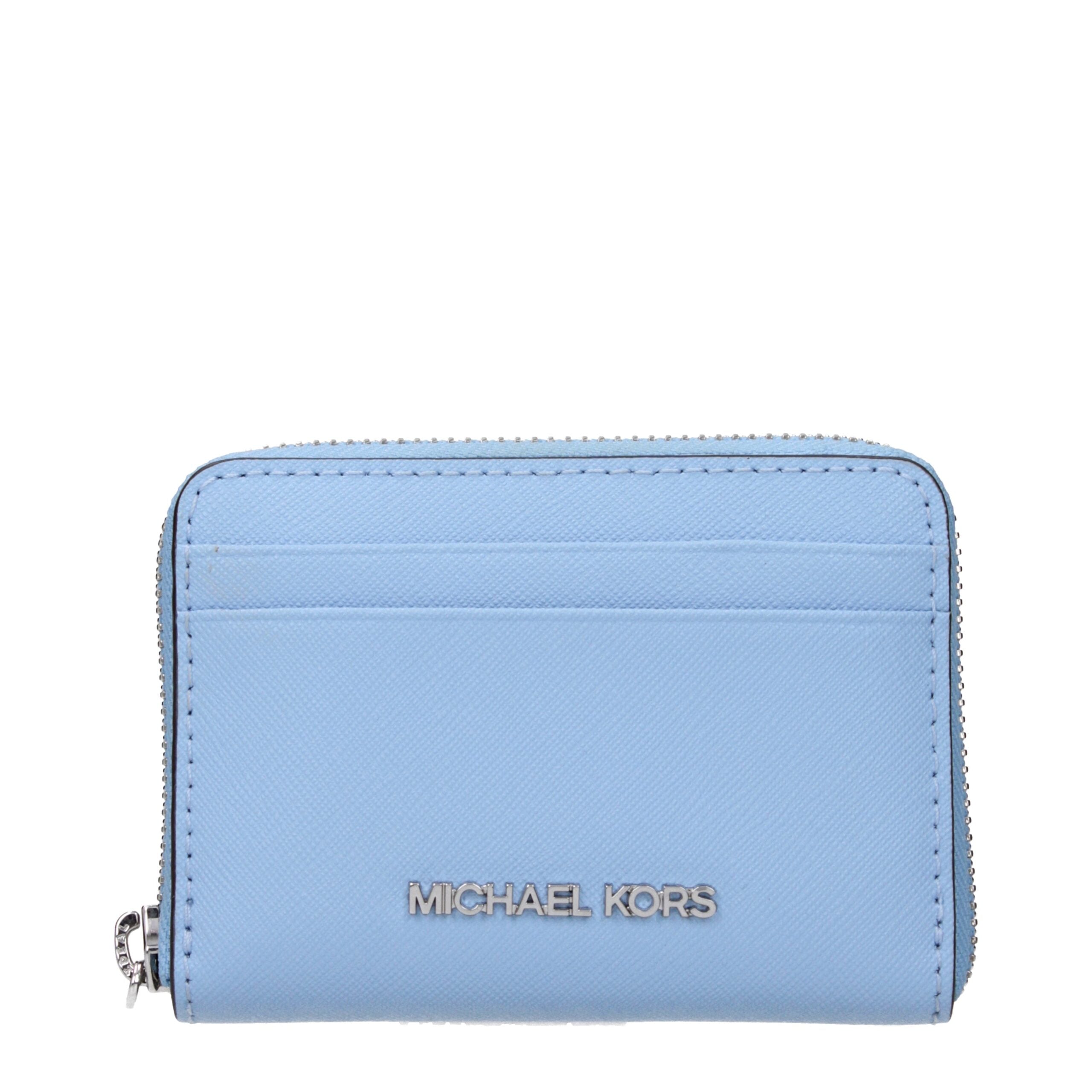 Light Blue Leather Cardholder with Front Logo by Michael Kors