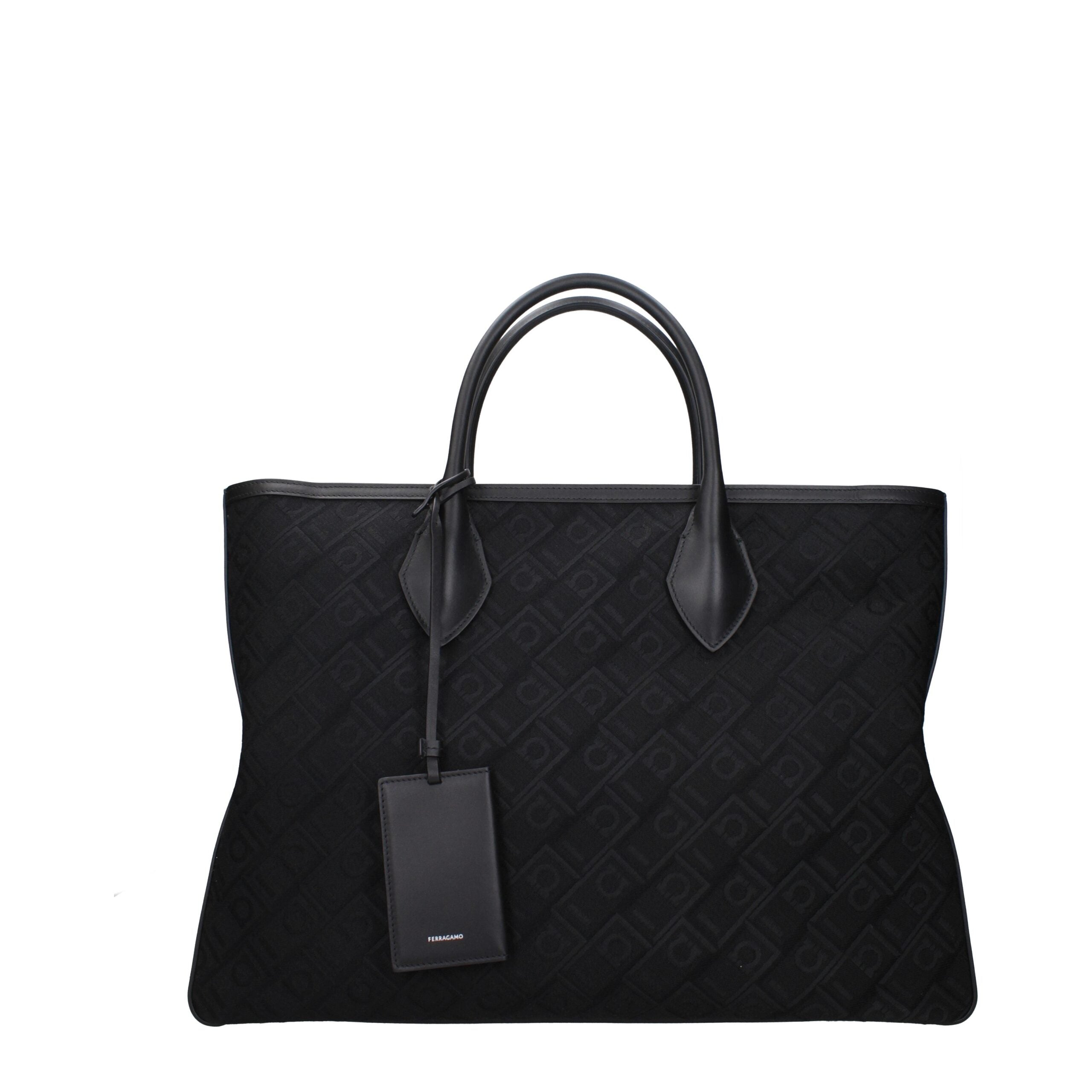 Schwarze synthetische Handtasche mit abnehmbaren Details von Salvatore Ferragamo