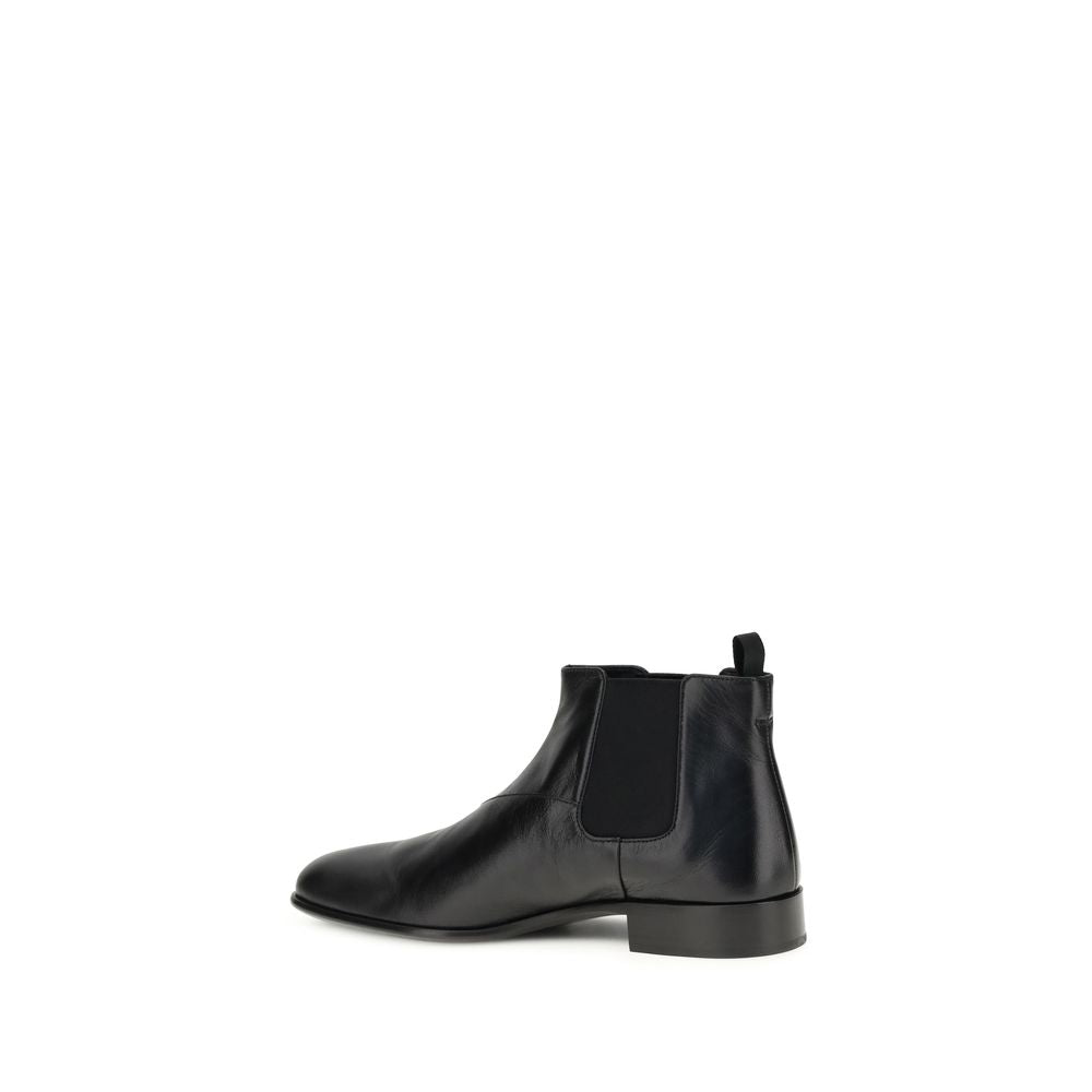 Schwarze Ankle Boots aus Ziegenleder