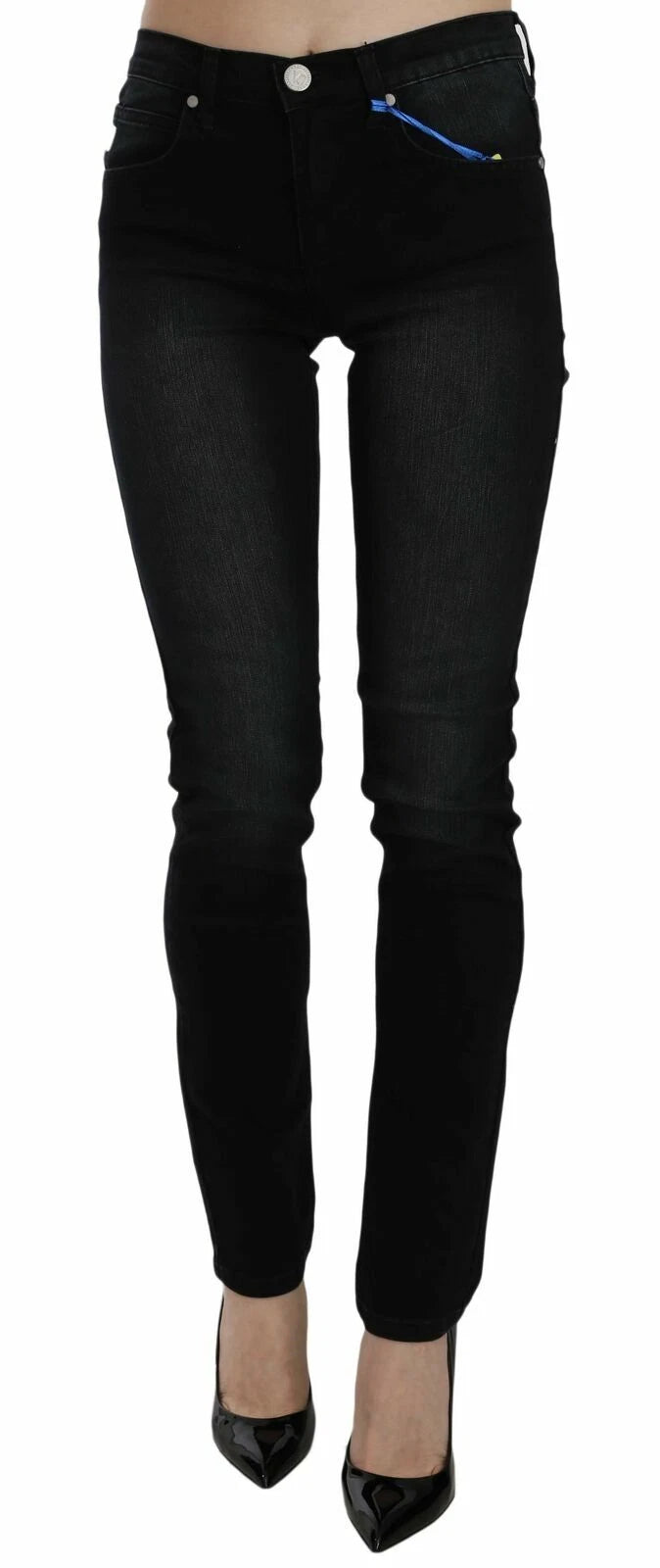 Pantalon en denim noir foncé Dora coupe slim