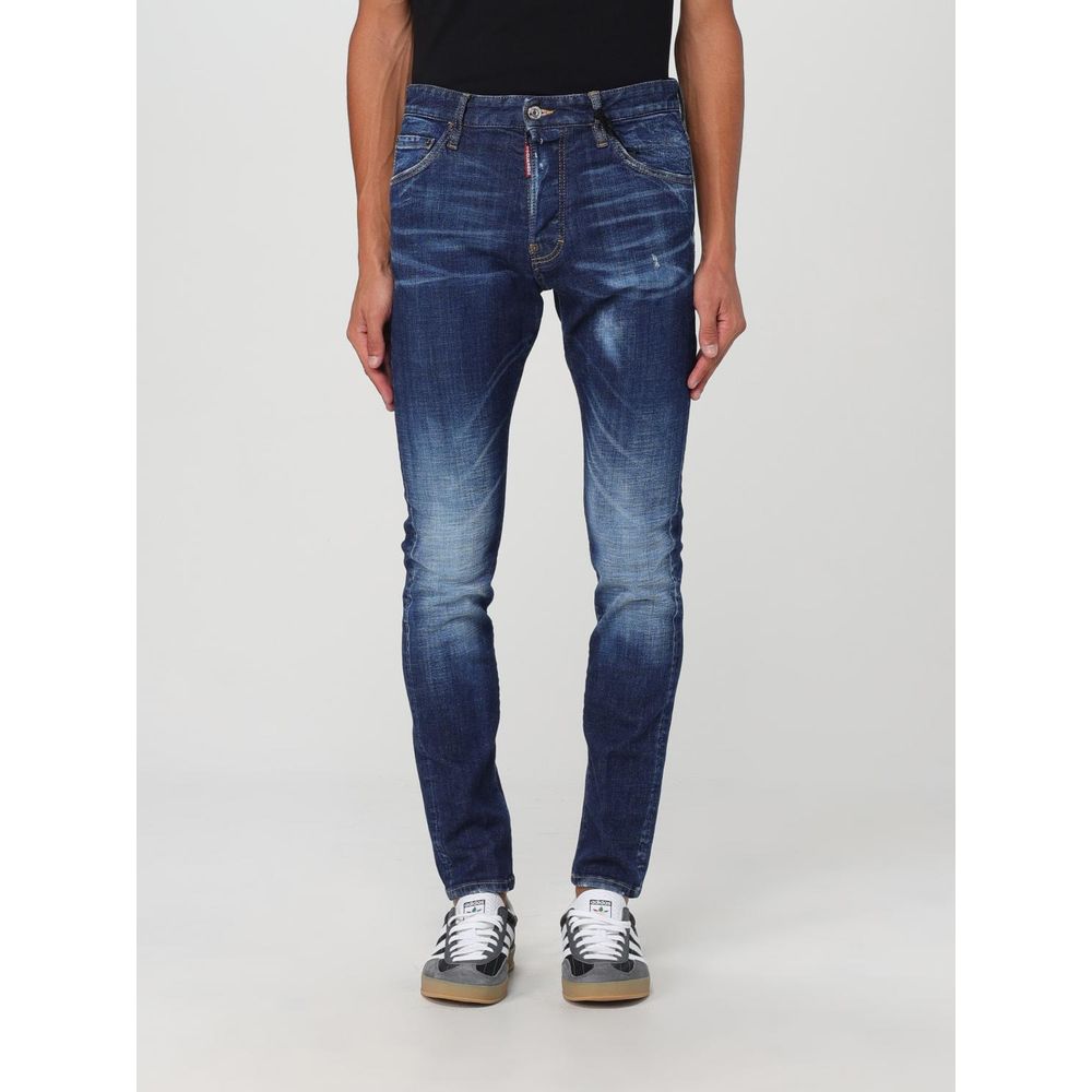 Blaue Skinny Jeans aus Baumwolle mit Used-Look