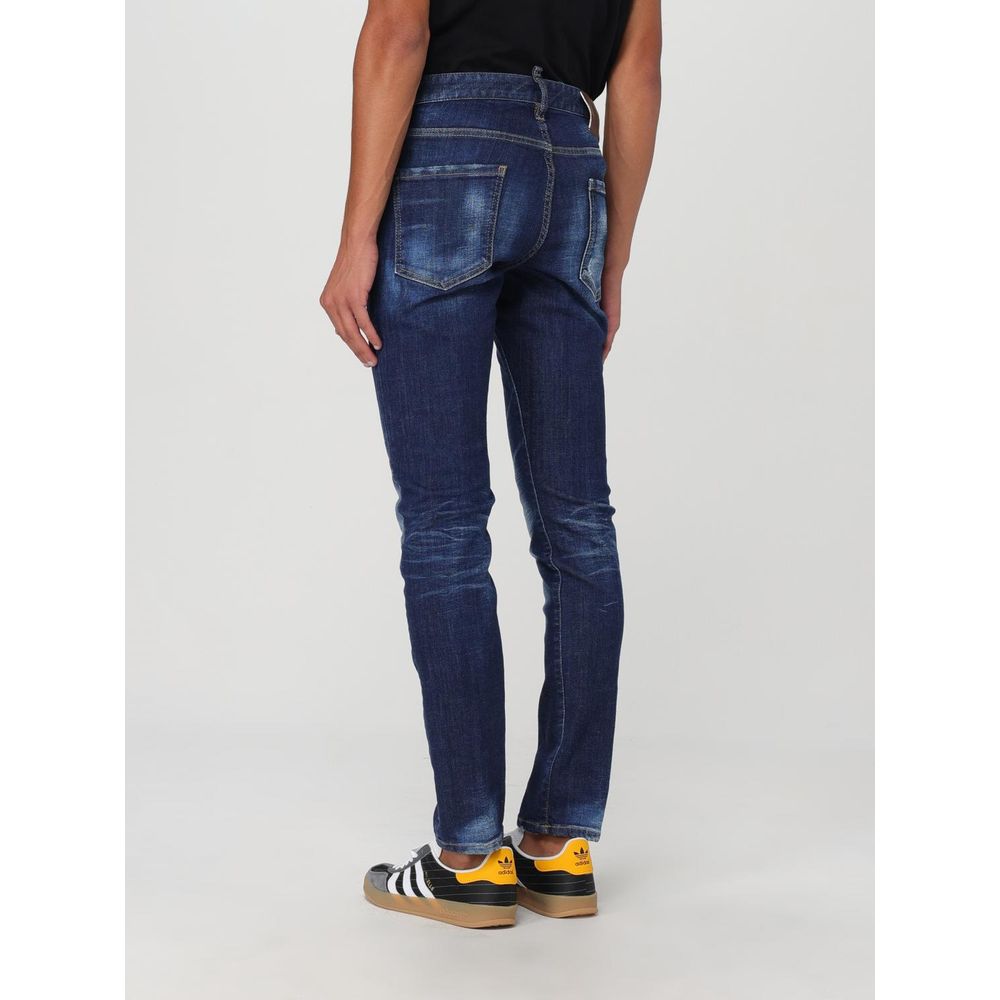 Blaue Skinny Jeans aus Baumwolle mit Used-Look
