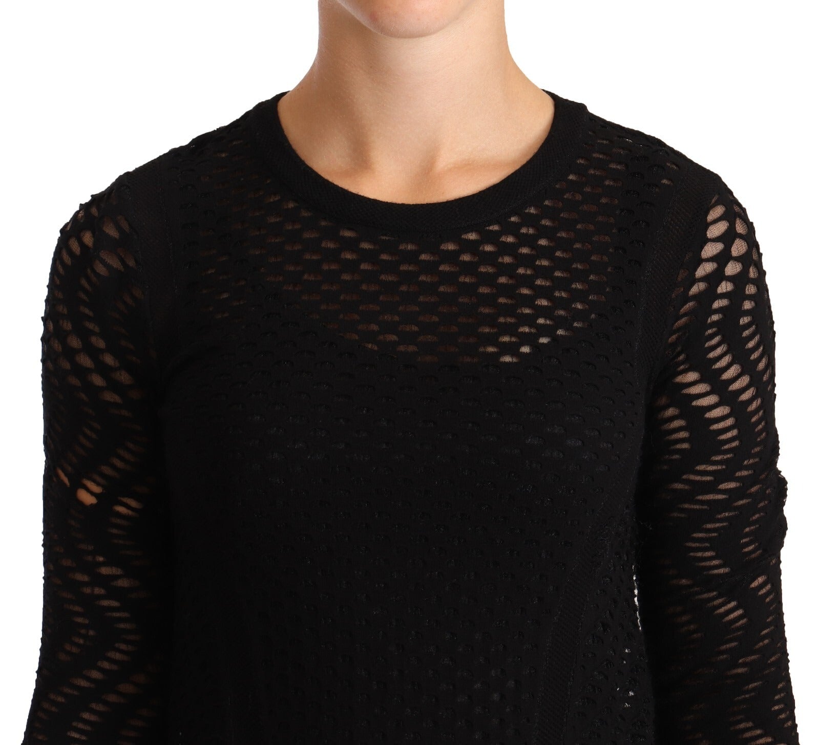 Robe fourreau moulante noire en viscose à manches longues, mini-robe