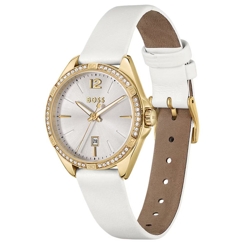 White Dress Watch with Date Function
