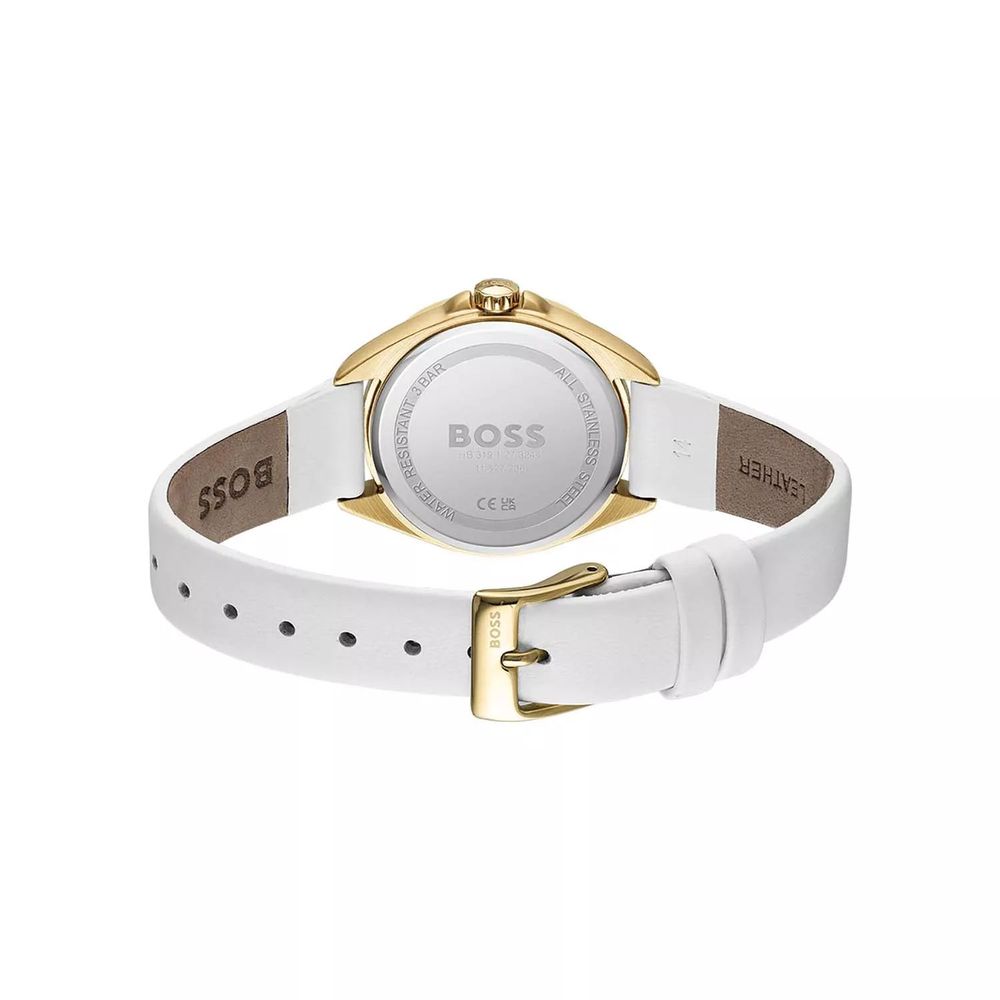 White Synthetic Dress Watch with Date Function