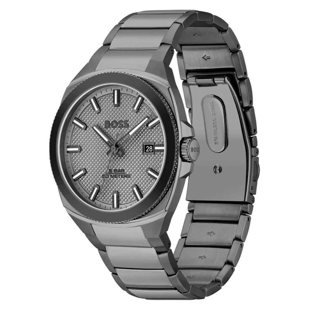 Gray Dress Watch with Date Feature