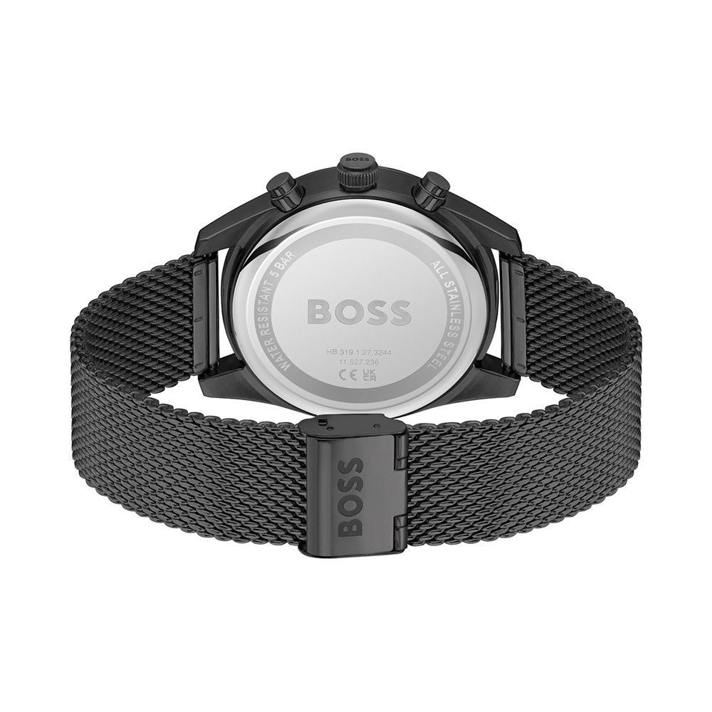 Schwarze Edelstahl-Armbanduhr mit Chronograph