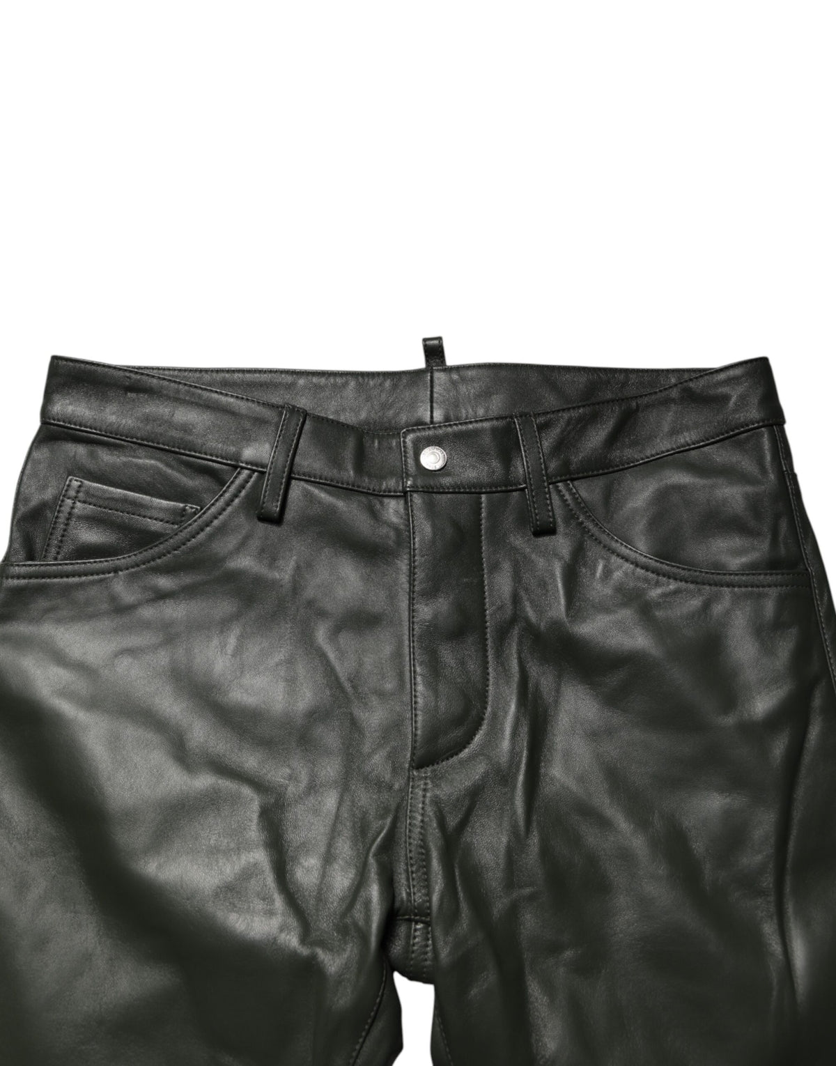 Dsquared² Schwarze Hose aus vollnarbigem Leder mit mittlerer Bundhöhe