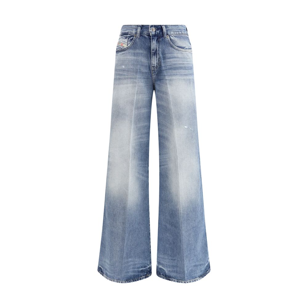Blaue Cotton Bootcut Jeans mit hoher Taille von Diesel