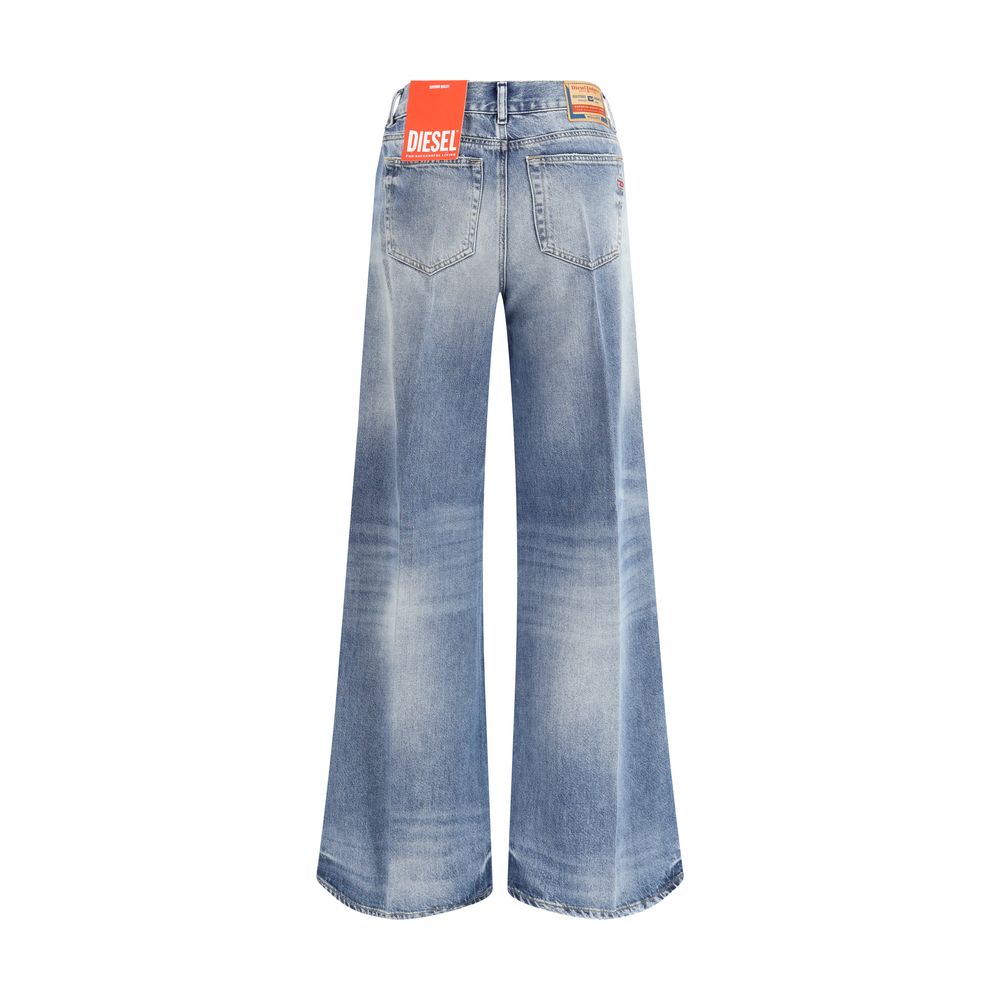 Blaue Cotton Bootcut Jeans mit hoher Taille von Diesel