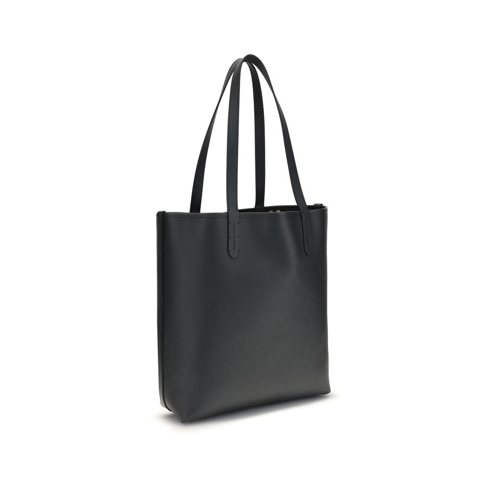 Black Leather Shoulder Bag with Equestrian Detail
