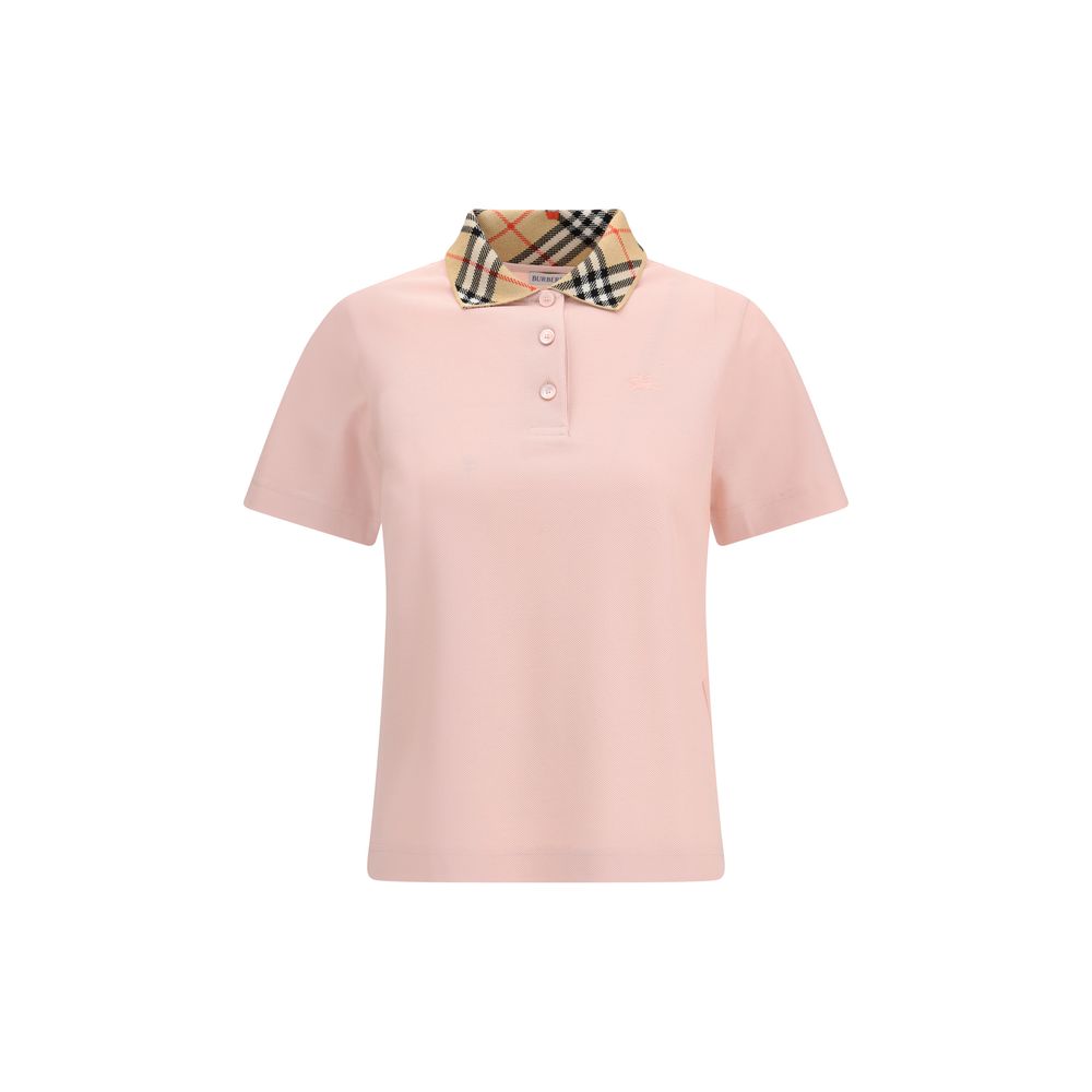 Multicolor Cotton Polo Shirt with Burberry Check Detail