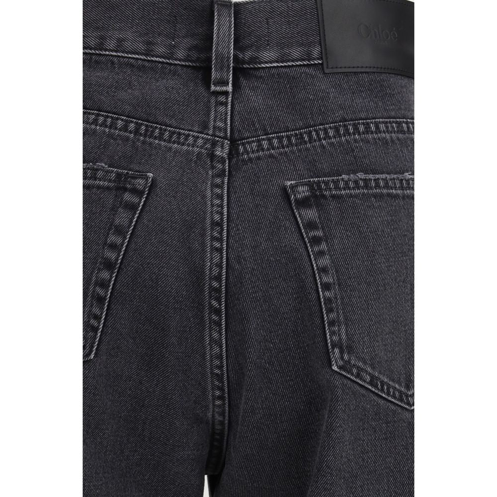 Black Cotton High-Waisted Denim Jeans