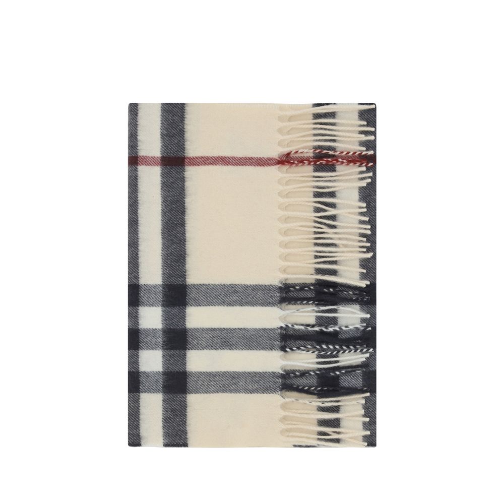 Beige Cashmere Scarf with Archivio Check Pattern