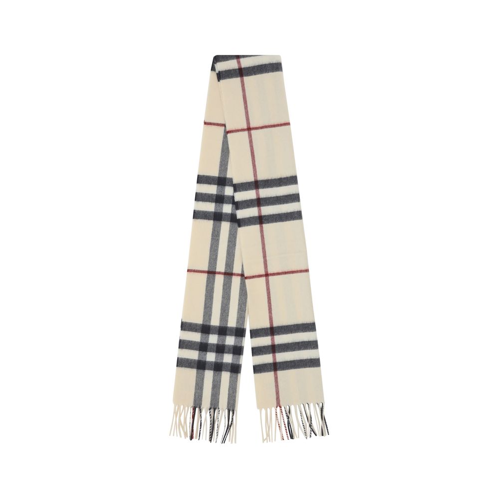 Beige Cashmere Scarf with Archivio Check Pattern