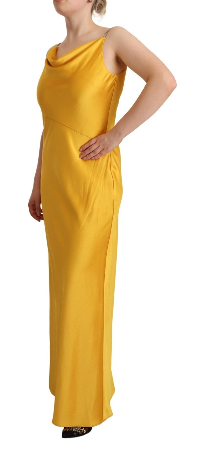 Gelbes ärmelloses Etui-Abendkleid aus Synthetik von Ralph Lauren