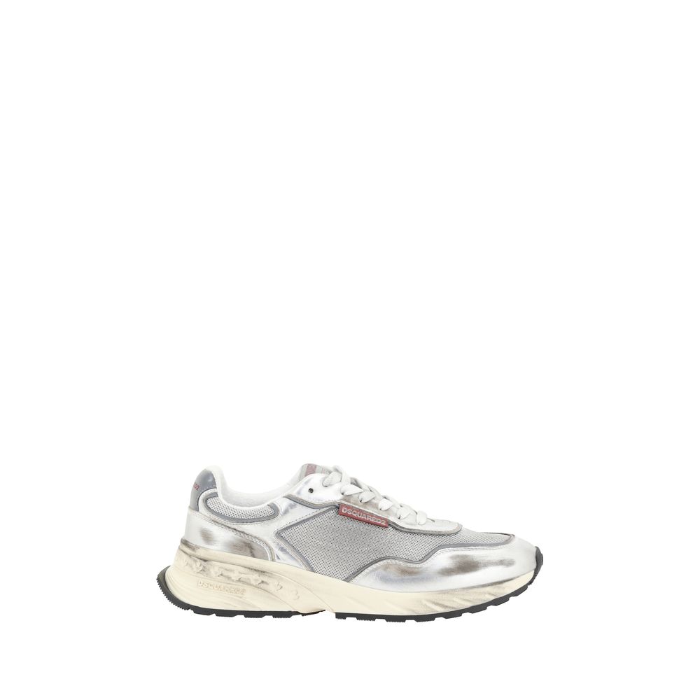 White Leather Athletic Sneakers by Dsquared2