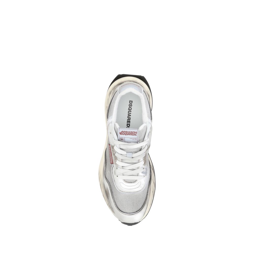 Dsquared² White Calf Leather Bos Taurus Athletic Sneakers