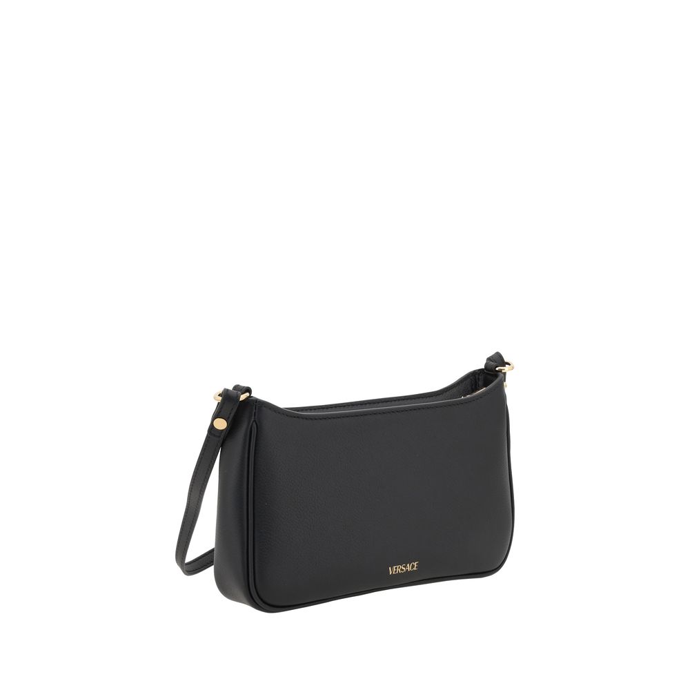 Black Leather Mini Medusa Shoulder Bag by Versace