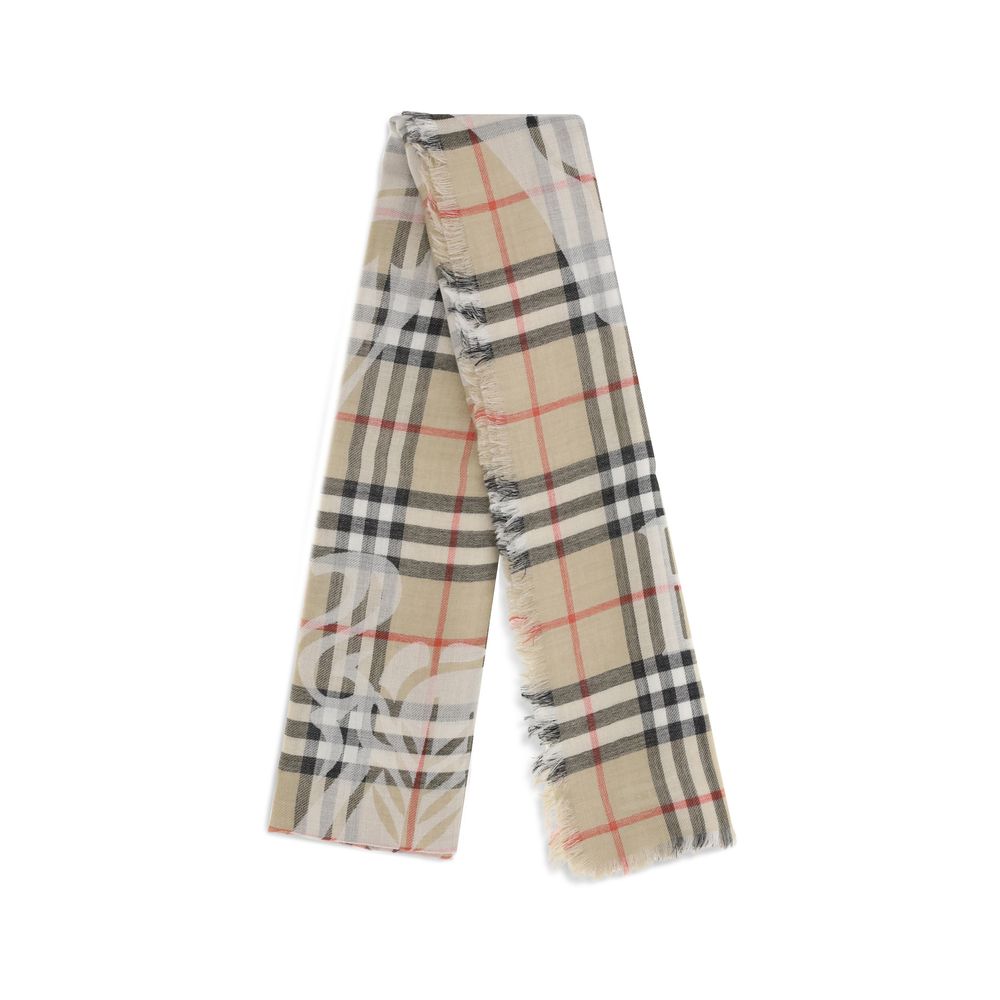 Beiger Schal aus Wolle und Seide mit Burberry Check