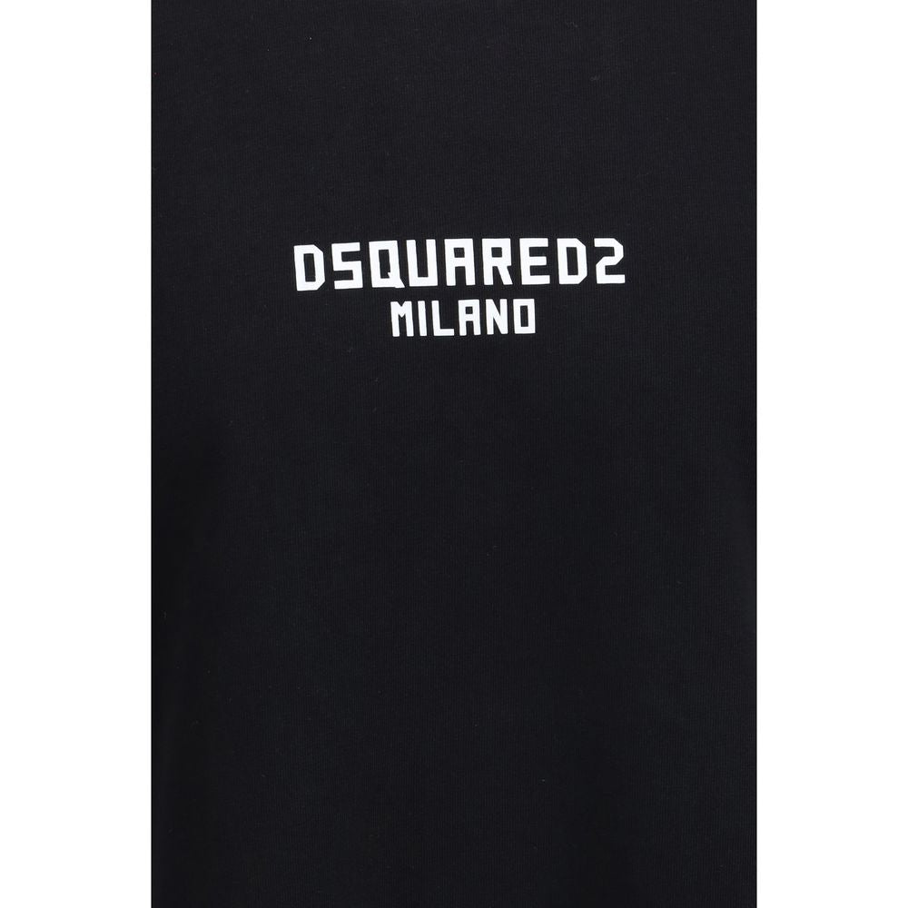 Schwarzes Oversize-T-Shirt aus Baumwolle mit Dsquared2-Print