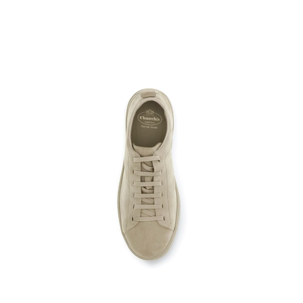 Gray Leather Sneakers with Elastic Laces