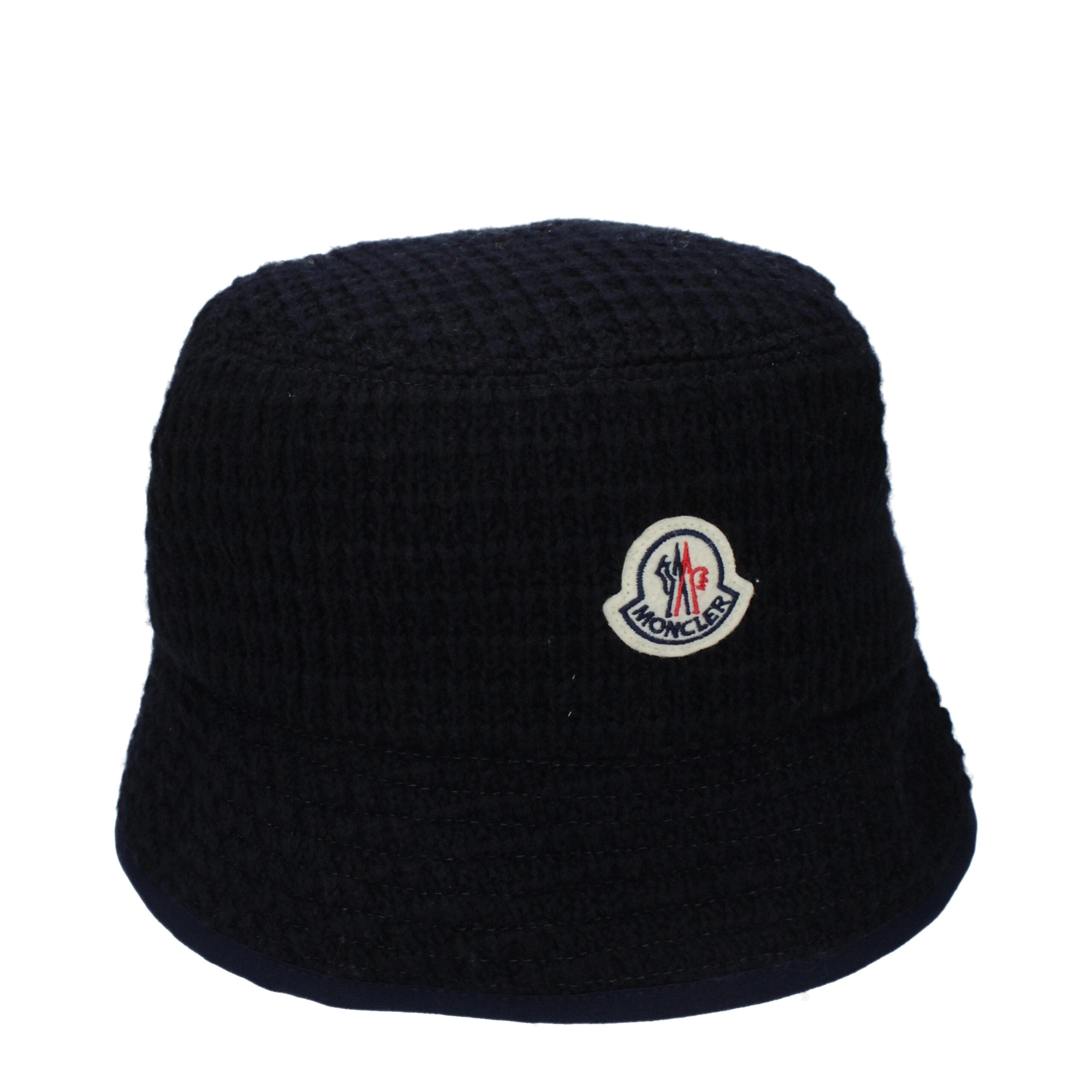 Blauer Woll-Anglerhut mit Logo auf der Vorderseite von Moncler