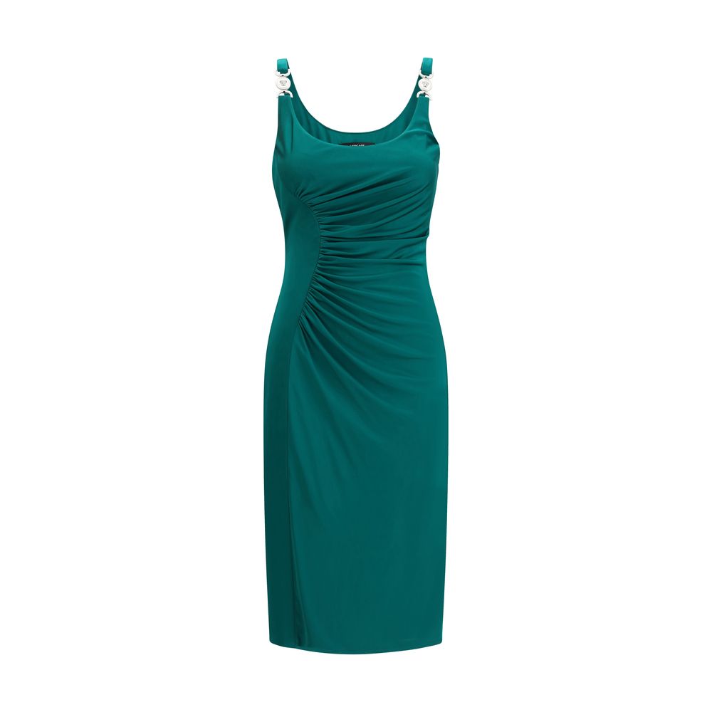 Zweifarbiges synthetisches Midikleid mit schmaler Passform