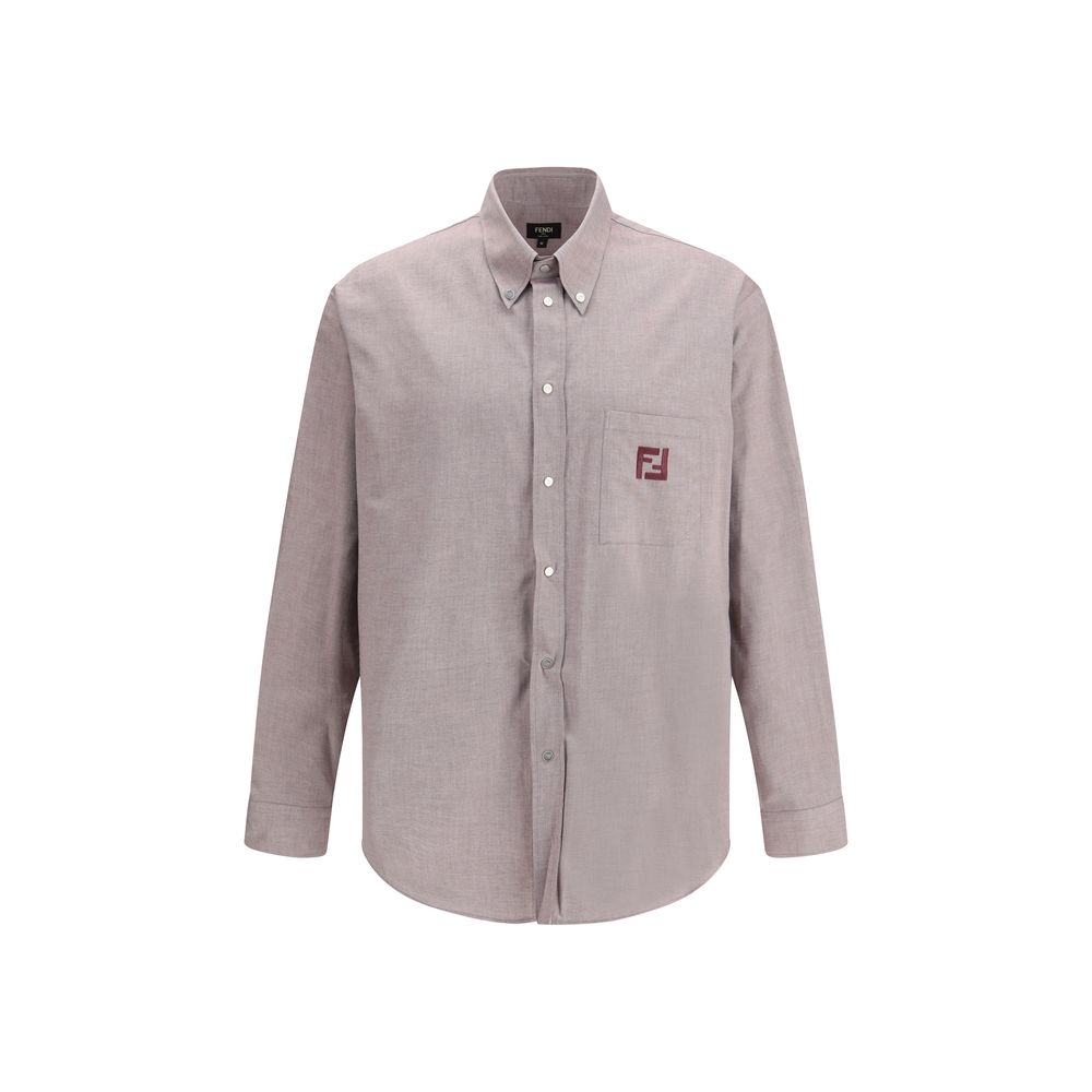 Burgundy Cotton Shirt with Embroidered Detail