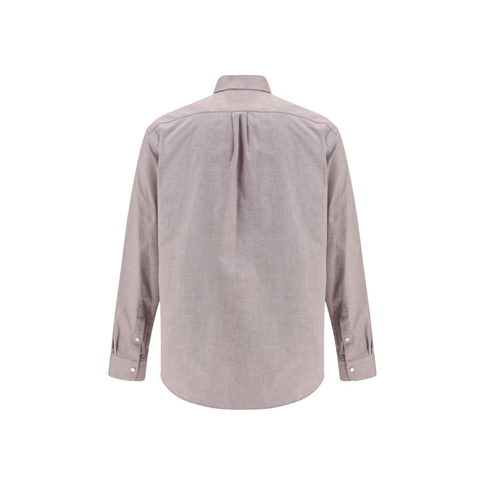Burgundy Cotton Shirt with Embroidered Detail