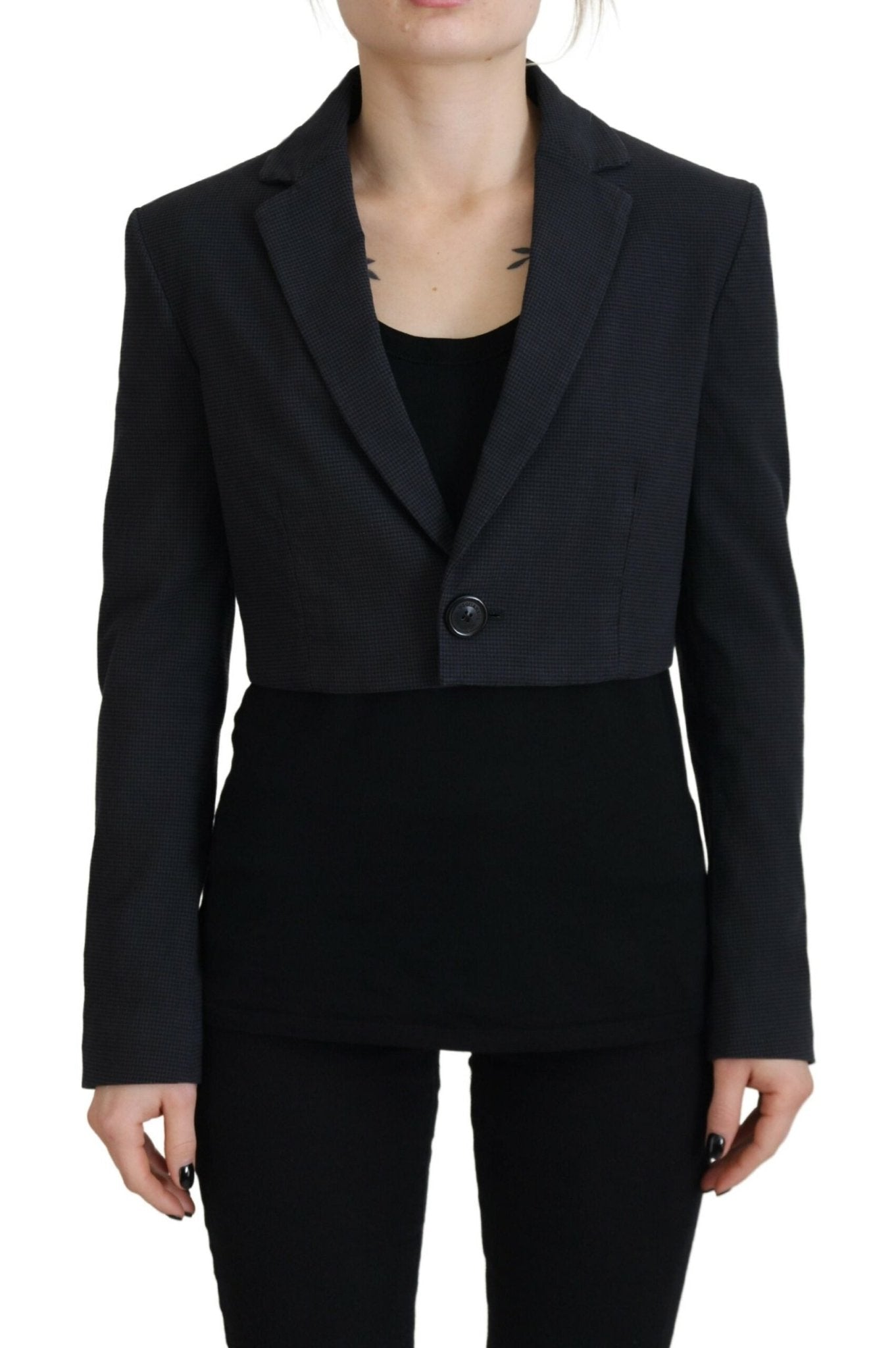 Black Cotton Cropped Button Blazer Jacket - Dsquared² - Aulae