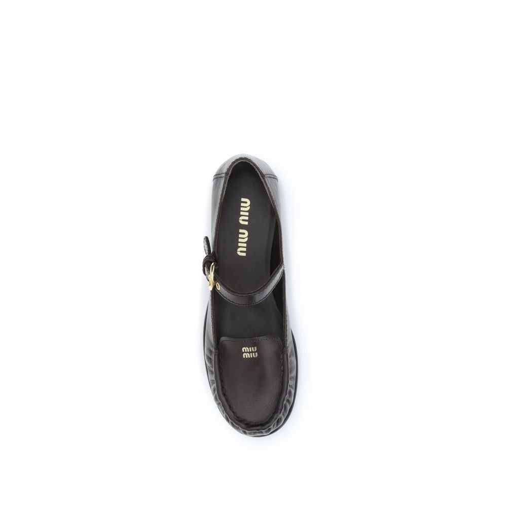 Brown Leather Loafers with Buckle Detail