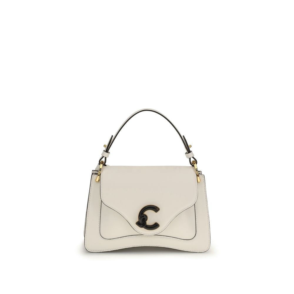 Beige Leather C-Me Shoulder Bag with Tortoiseshell Detail