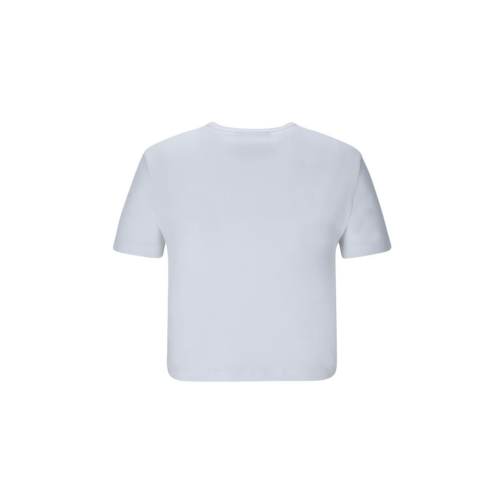 White Cotton T-Shirt with Fendi Logo Embroidery