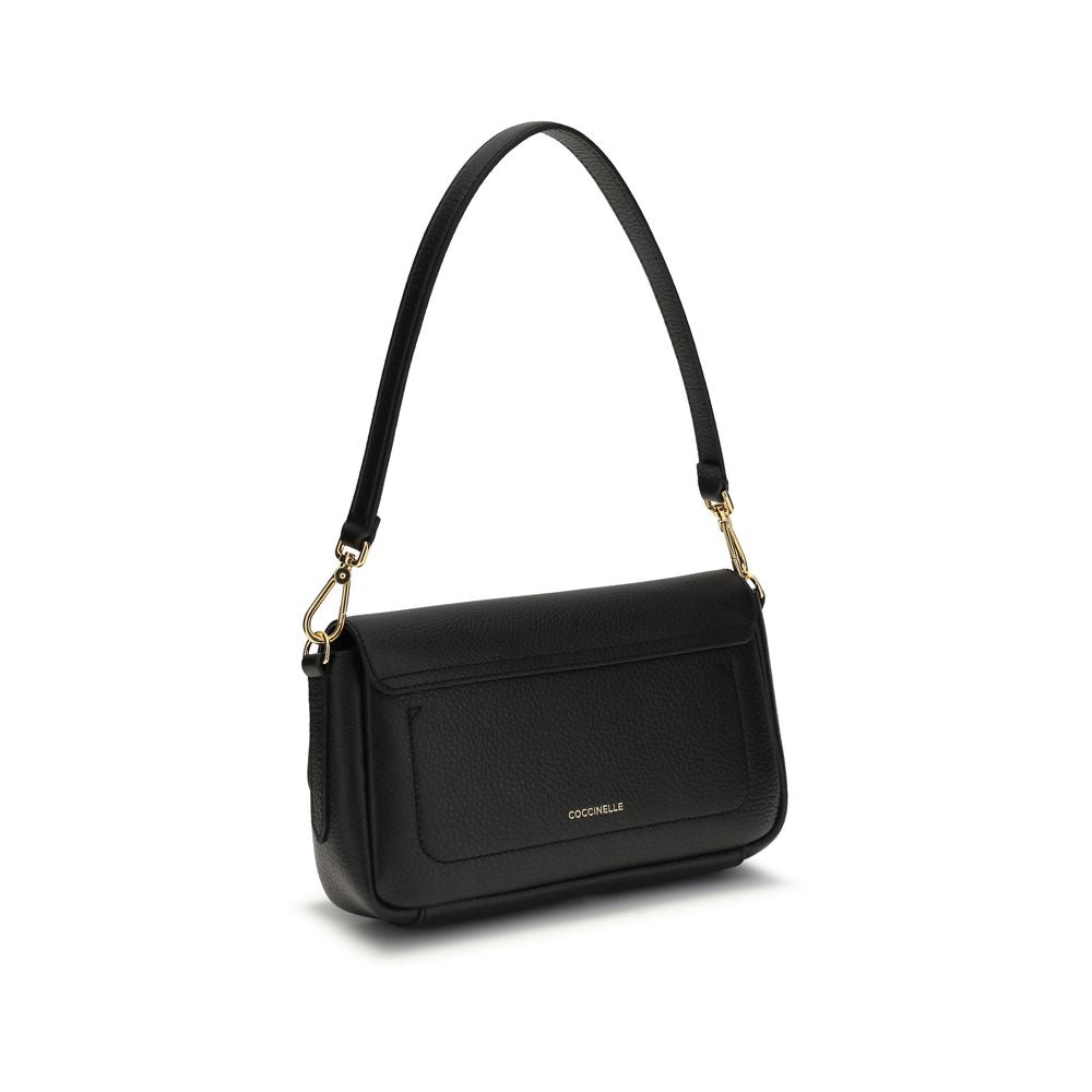 Black Leather C-Me Lock Shoulder Bag by Coccinelle