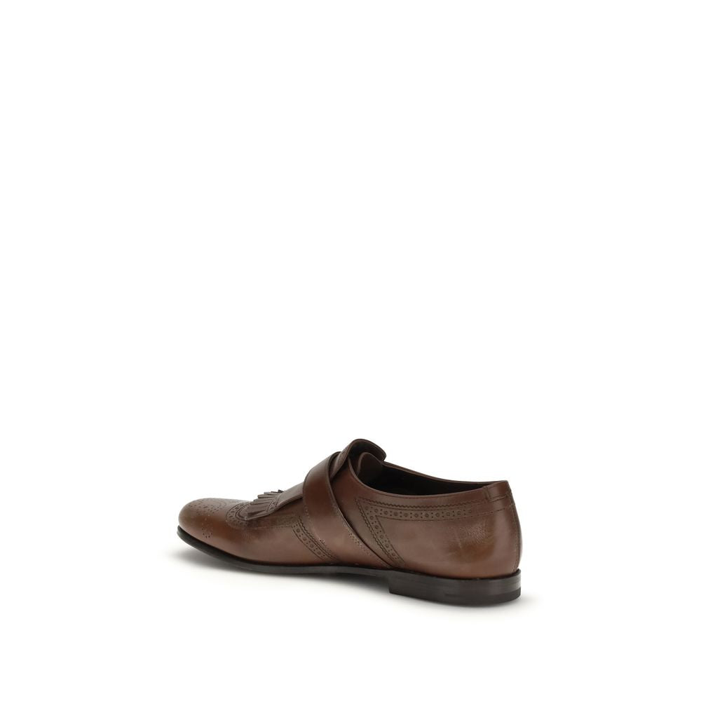 Brown Leather Shanghai Loafers with Wool Inserts