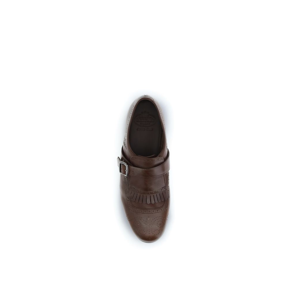 Brown Leather Shanghai Loafers with Wool Inserts