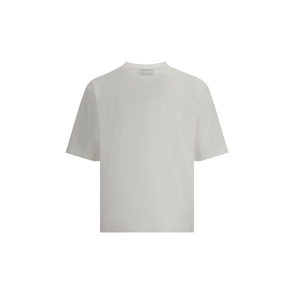 White Cotton T-Shirt with Embroidered Logo by Dsquared2