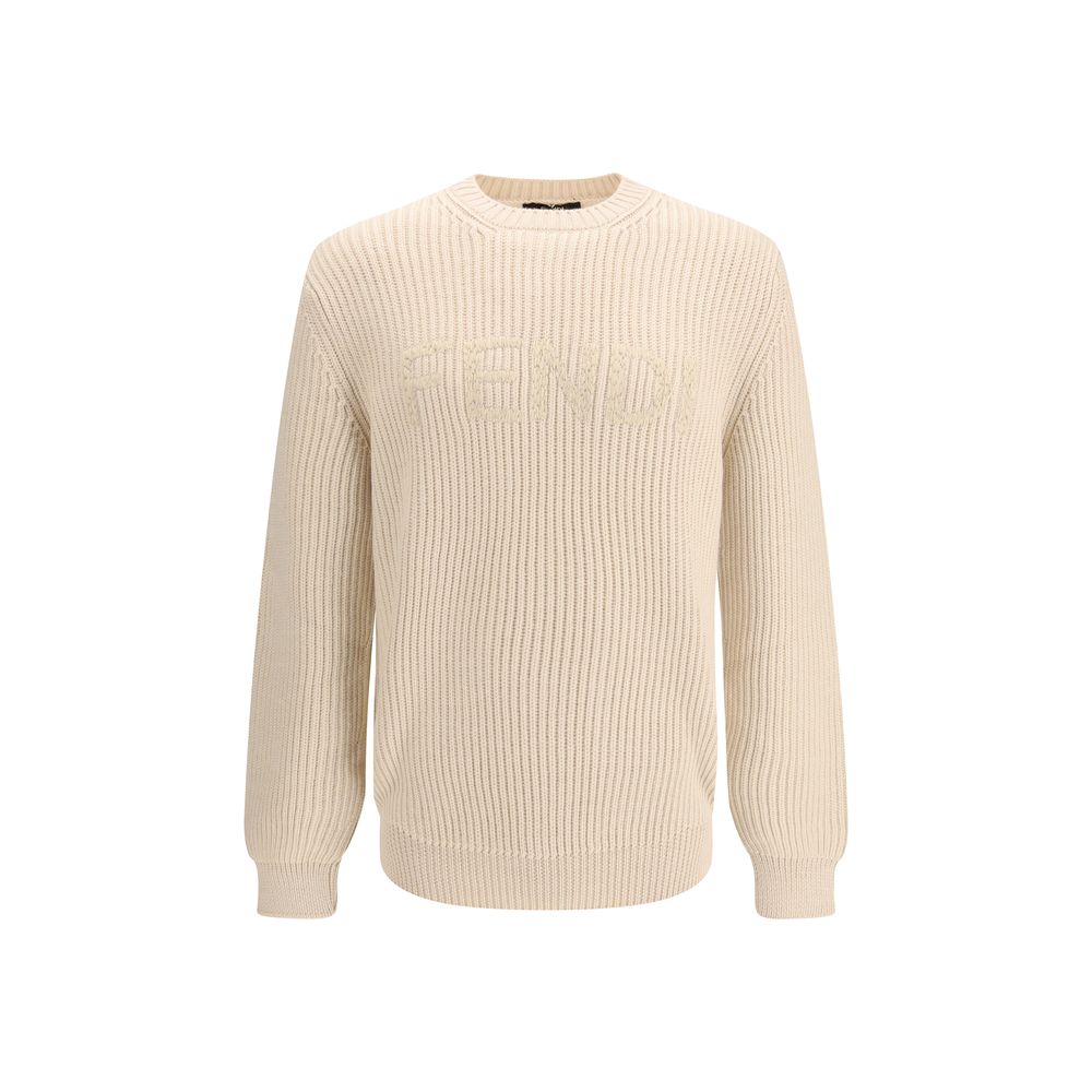 Beiges Woll-Sweatshirt mit Aries-Stickerei