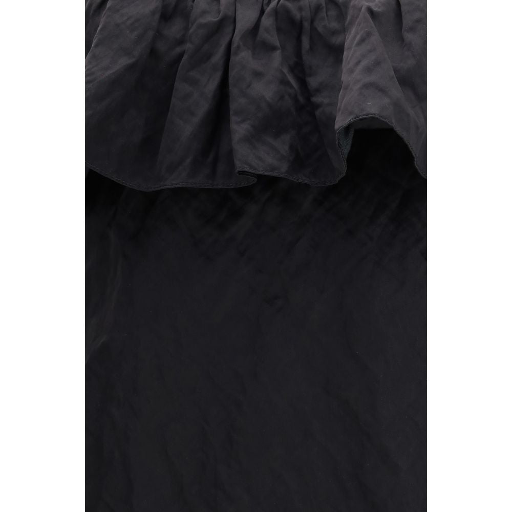 Schwarzes Minikleid aus Baumwolle mit Rüschendetails