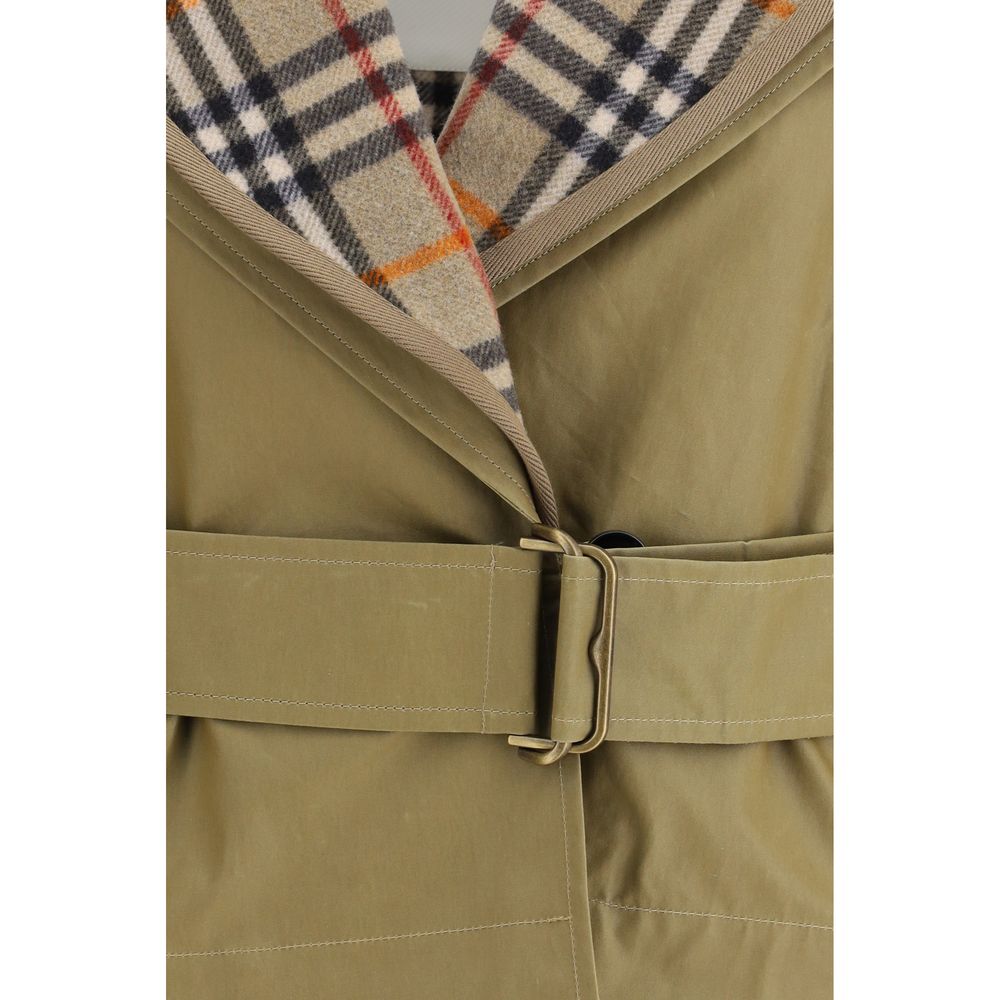 Beige Cotton Cropped Jacket with Quilted Shawl Detail