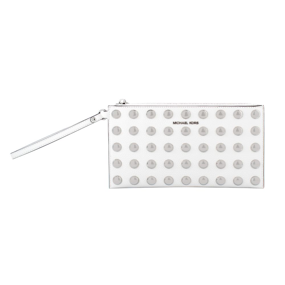 White Leather Clutch Bag by Michael Kors
