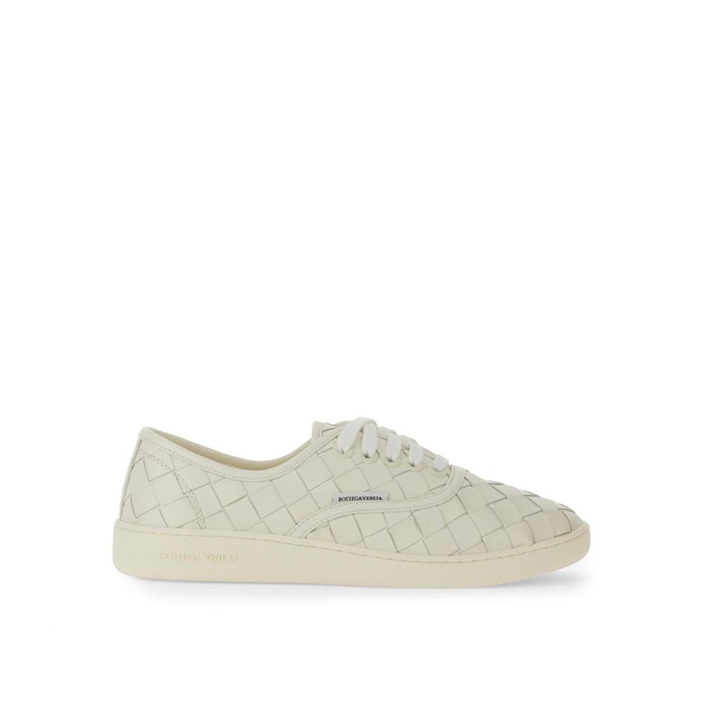 White Leather Low Top Sneakers with Side Logo