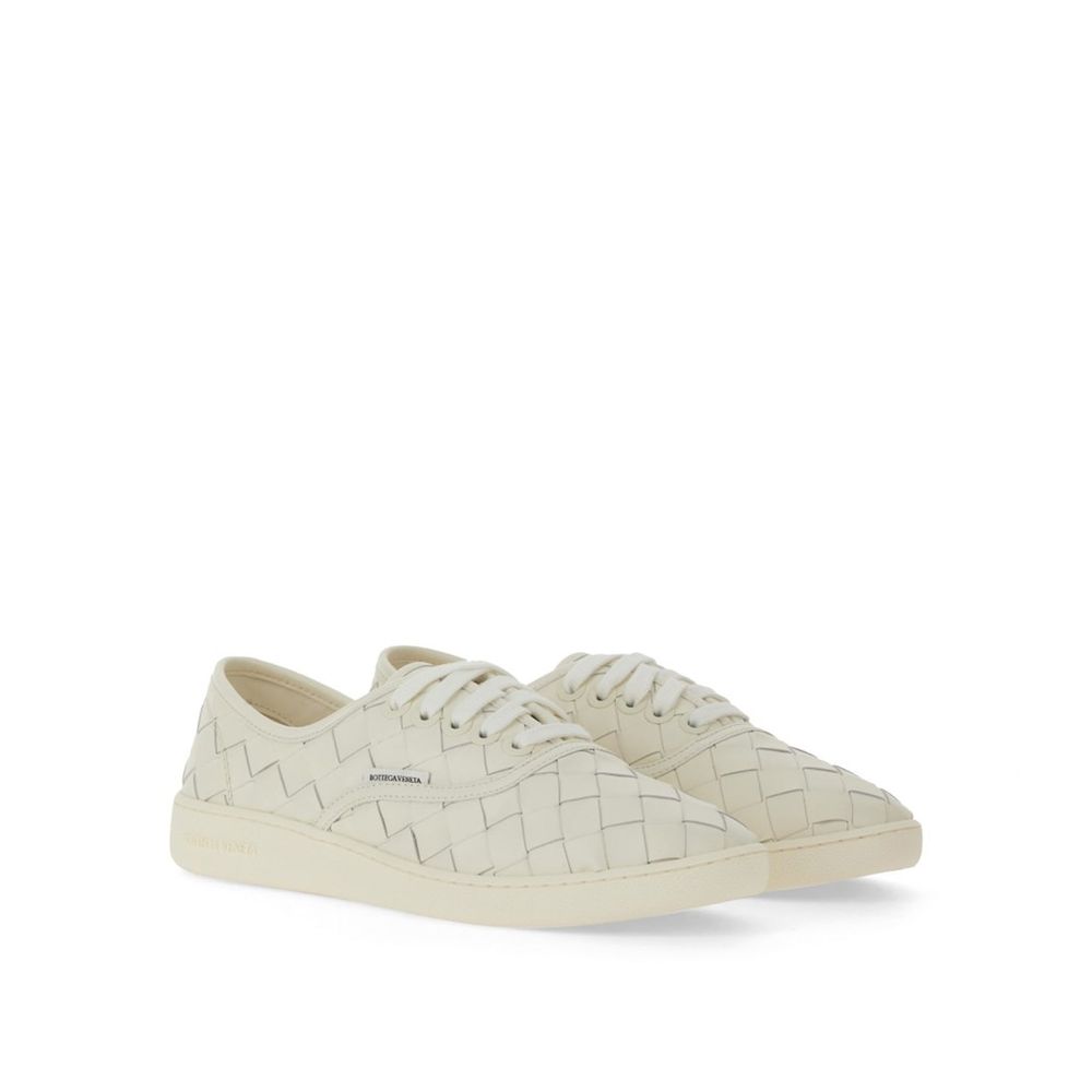 White Leather Low Top Sneakers with Side Logo