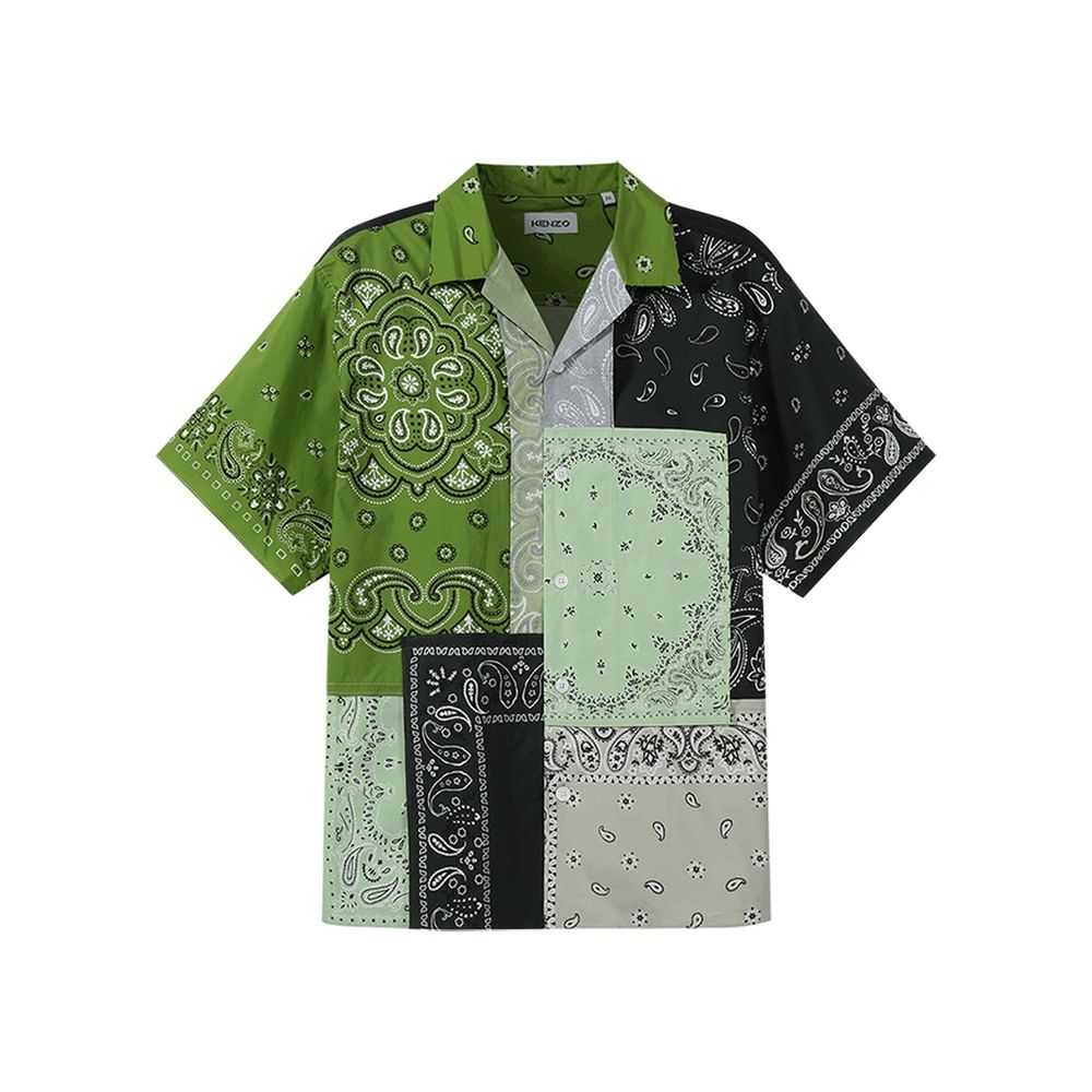 Chemise bicolore en coton à manches courtes