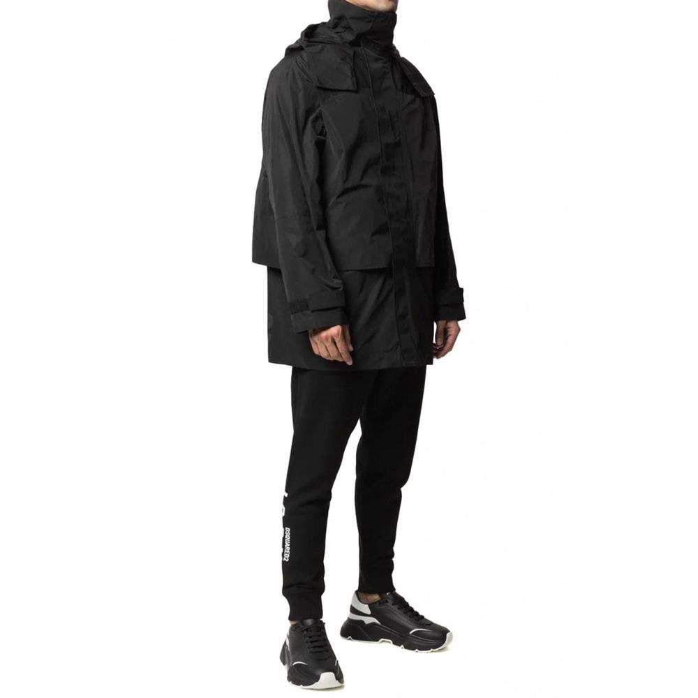 Schwarze Nylon-Shelljacke