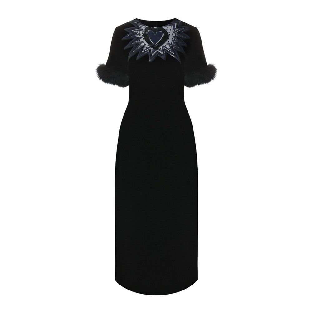 Schwarzes Viskose-Cocktailkleid